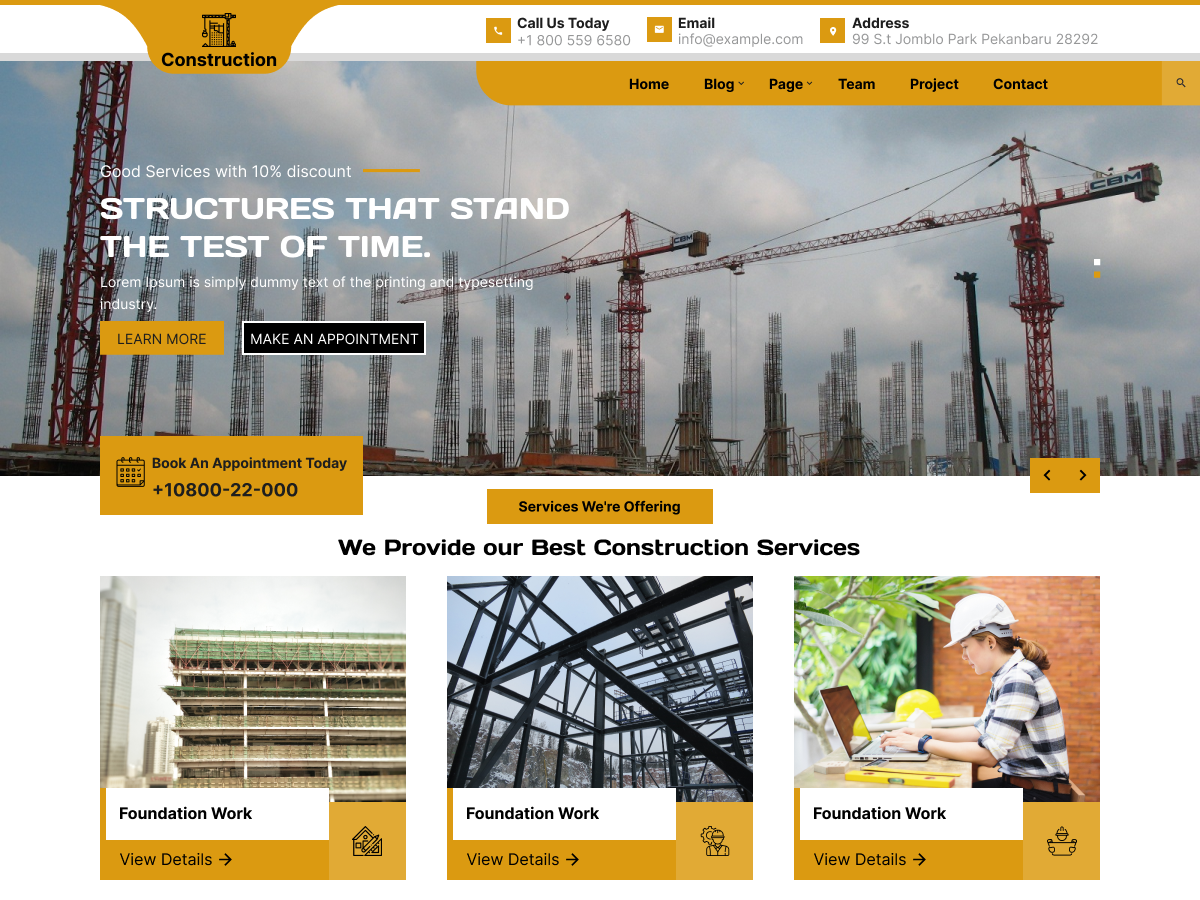 Free Construction WordPress Theme For Construction Companies