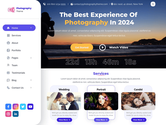 Free Photographer WordPress Theme For Creative Professionals